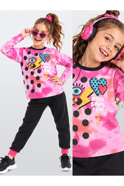 Retro Batik Girl's T-Shirt Trousers Set