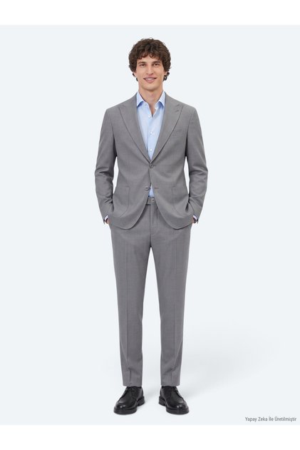 Gray Striped Modern Fit Suit
