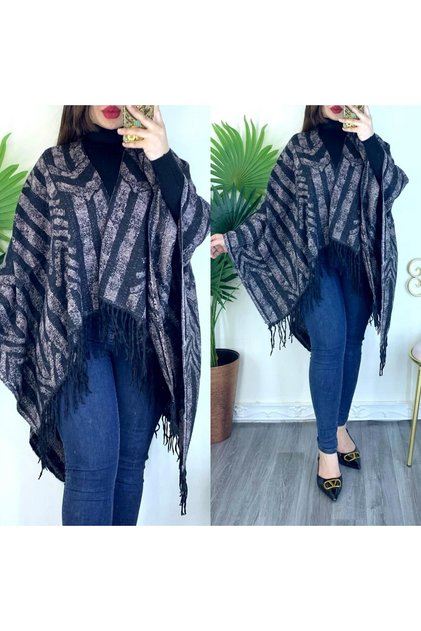 Women's winter double-sided poncho shoulder 140x140