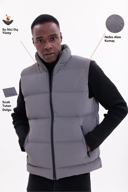 Men's Nova Fabric Puffer Vest with Lightweight Filling, Zippered Pocket, Water-Repellent, Relaxed Fit