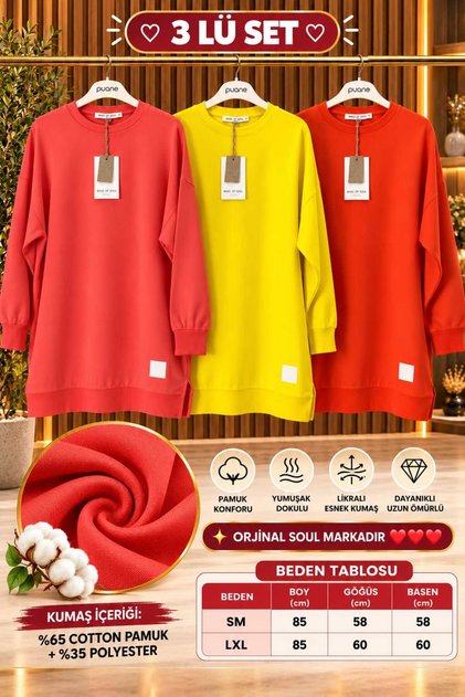 Tunic Hijab Blouse Tunic Soft Textured Set of 3
