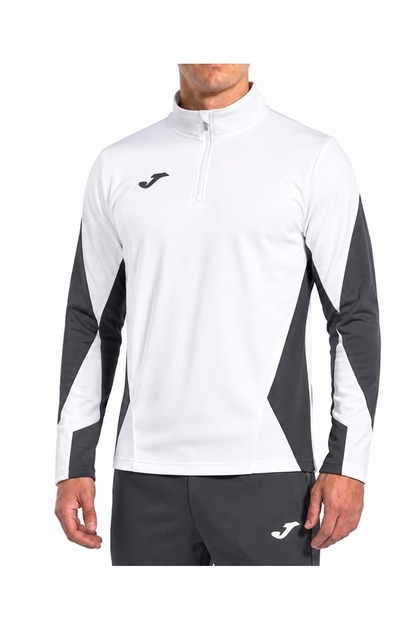 9212426 سترة تدريبية ستاديو نصف سحابية للرجال باللون الأبيض