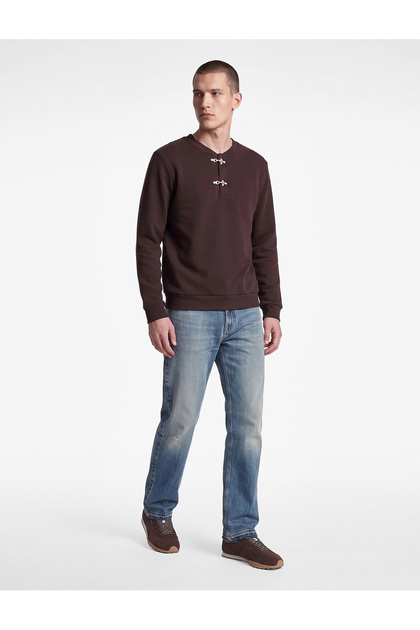Long Sleeve, Fancy Closure, Three Thread Ribbed Crew Neck Sweatshirt
