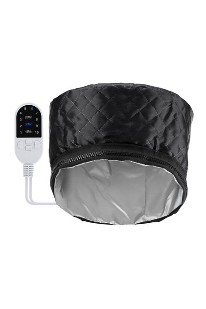 EU black Electric Hair Steamer Cap Hair Heating Hat 3 Time Setting10-Level Heat Home Use Thermal for