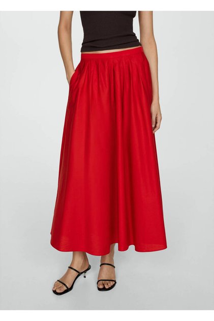 Large pleated midi skirt