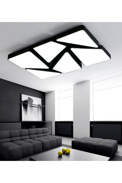 Lighting Modern LED Tavan Avizesi 3 renk 50x100 cm Siyah Kasa