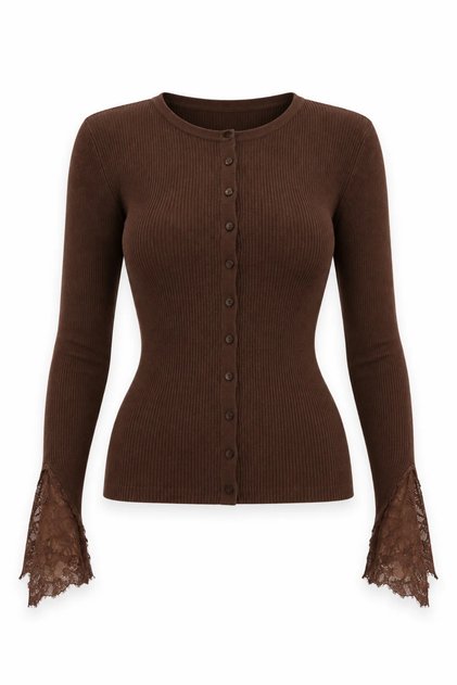 Brown Handle Lace Detailed Knitwear 0207