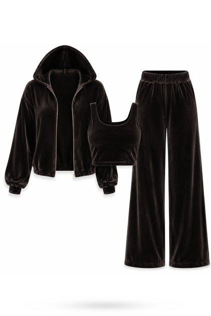 Brown Velvet Three-Piece Set 0097