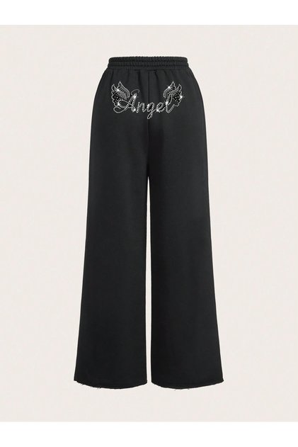 Women's Crystal Stone Printed Spanish Flare Baggy Wide Leg Y2K Sweatpants