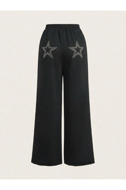 Women's Crystal Stone Printed Spanish Flare Baggy Wide Leg Y2K Sweatpants