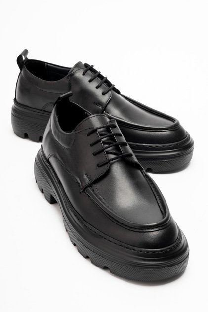 Genuine Leather, High-Sole, Stitched, Inside-Out Real Leather Men's Shoes