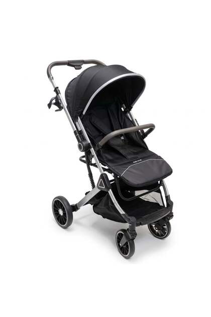 Two-Way Baby Stroller with Cup Holder, Black with Silver Frame