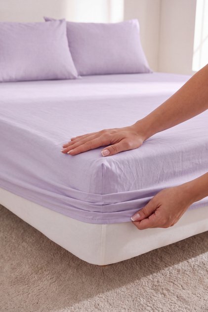 طقم ملاءات سرير قطنية مطاطية مزدوجة |   مع غطاء وسادة (قطعتان) |   زوايا مطاطية مضادة للانزلاق، ذات ملمس ناعم