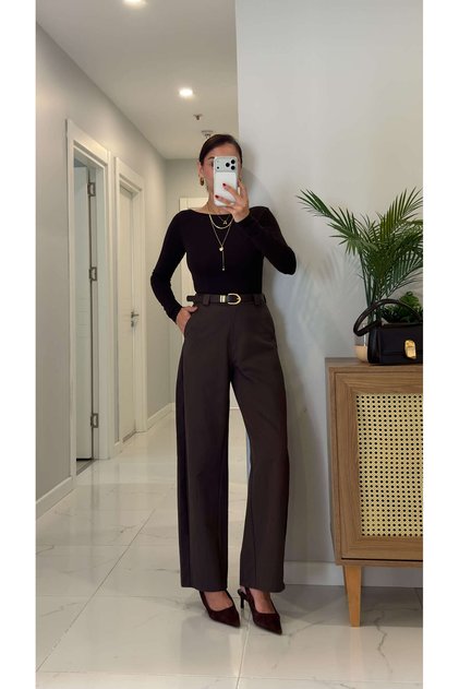Vinda Brown High Balloon Cut Pants