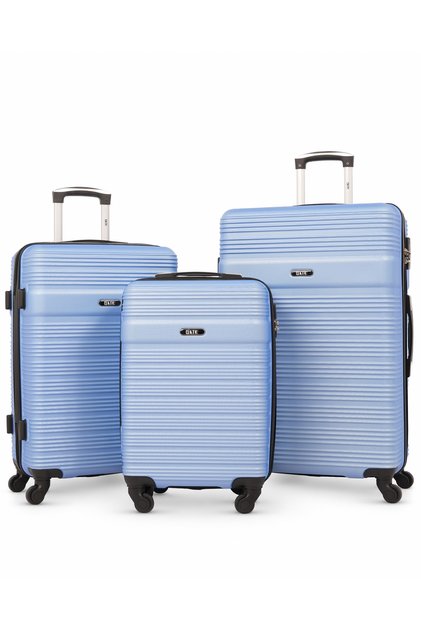 3-Piece Hardside Luggage Set, 20" 24" 28" ABS Spinner Trolley Bags with Combination Lock, KTMC-9199- Sky Blue
