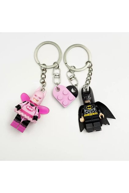 black-pink Beautiful Handmade 3D Fairy Star Pink Black Bat Magnetic Keychain Y2k Bow Key Ring