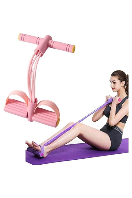 Pink 6 Tubes Resistance Band Set Multifunctional Workout Exercise Bands with NBR Comfort Handles Hom