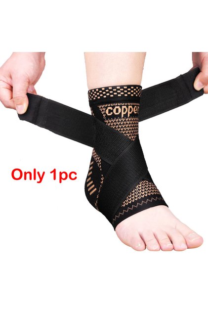 L Copper 1Pc Ankle Brace for Women and Men, Ankle Compression Sleeve Support Copper Infused Ankle Br