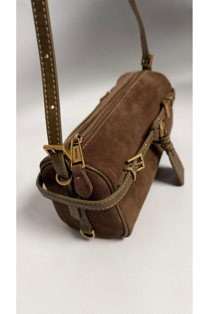 Valentina Genuine Leather Suede Bag Mink