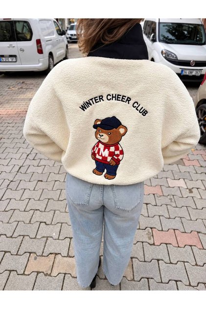 Teddy Bear Back Print Oversized Sweatshirt