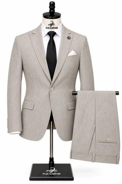Costum bărbătesc premium din 2 piese, cu dungi, pantaloni și sacou, potrivit pentru ținută formală, nuntă, muncă, cadou de sărbători