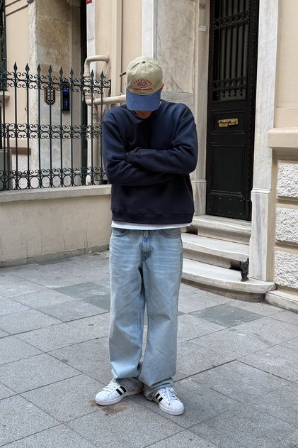 Fw Cool Puff Navy Blue Relax Fit Sweatshirt