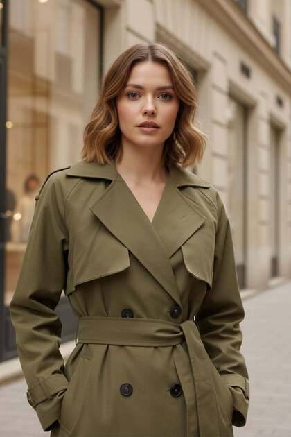 Women's Belted Trench Coat Khaki 32403
