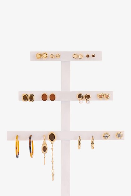 Gold-Colored Sylvaine 12-Piece Earring Set.