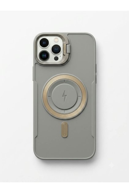 Iphone 16 pro max gray magsafe case with magnetic stand.