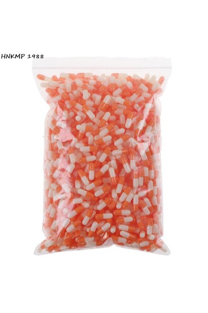 Orange 1000Pcs Empty Hard Gelatin Capsule Size 2# Clear Kosher Gel Medicine Pill Vitamins Empty Pill