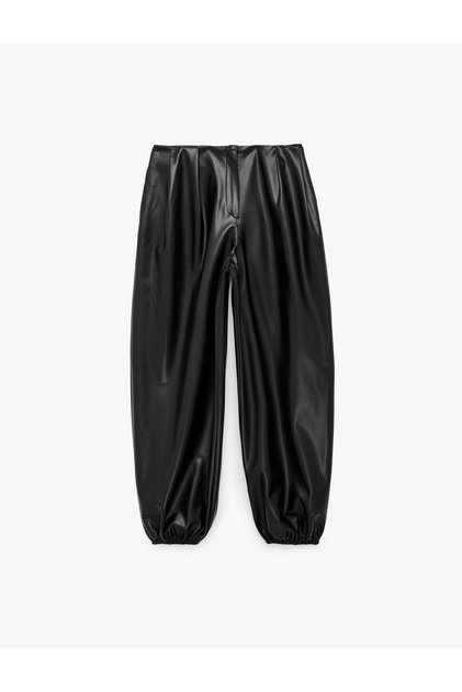 Faux Leather Balloon Pants with High Pockets