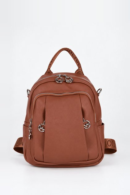 Women's Lemur Taba Faux Leather 3-Compartment Multi-Pocket Crossbody Bag with Zipper Closure, Designed for the Back and Shoulders.