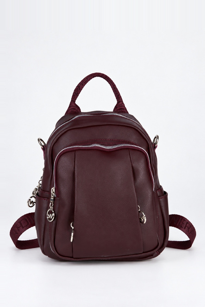 Women's Lemur Burgundy Faux Leather 3-Compartment Multi-Pocket Crossbody Bag with Zipper Closure, for Back and Shoulder Use.
