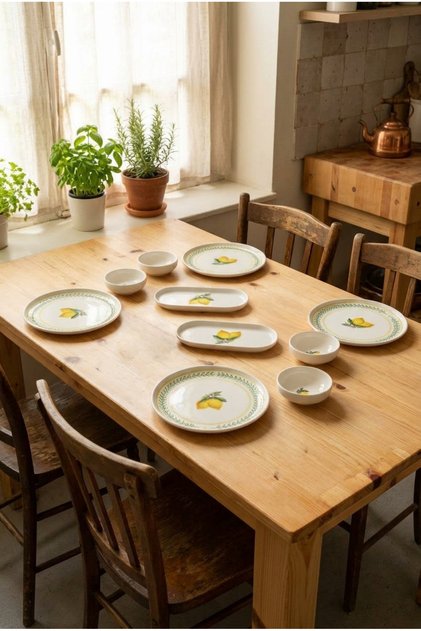 Lemon 10 Parça 6 Kişilik Porselen Kahvaltı Takımı - Sunum Seti