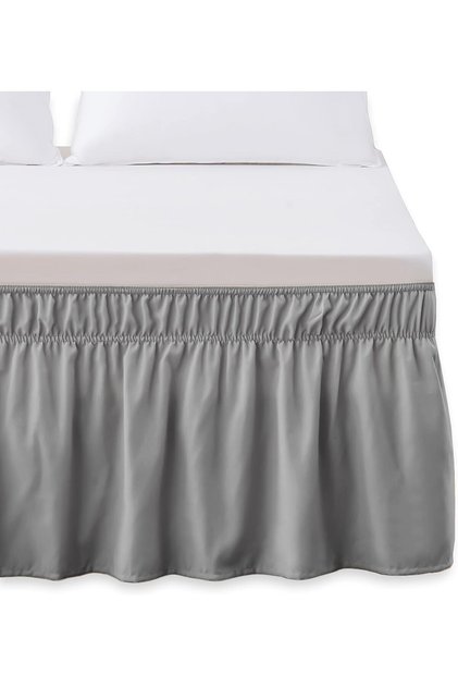 Luxurious Wrap Around Elastic Solid Ruffled Bed Skirt, with 16 Inch Tailored Drop - Easy Fit, Premiu
