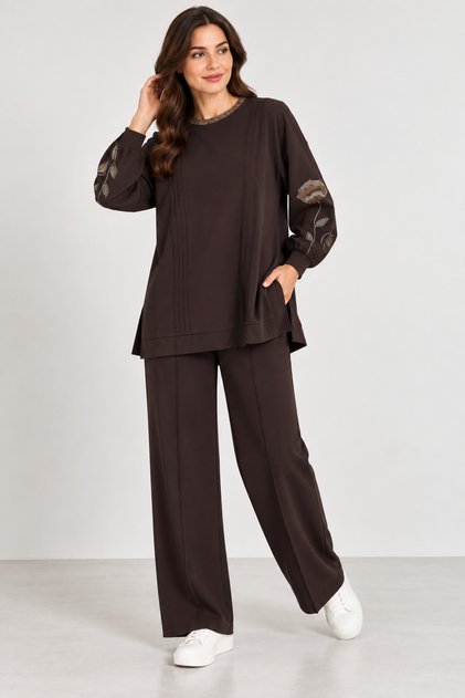 Embroidered Sleeve Tunic and Pants Set