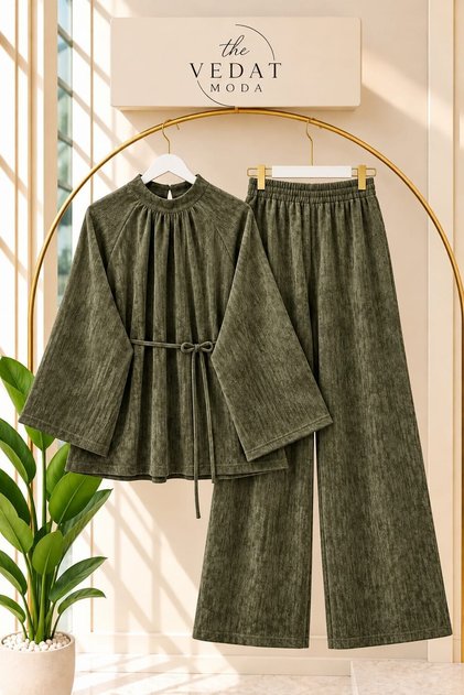 Women's Corduroy Fabric Trousers Set -0550