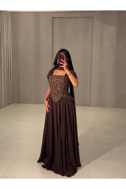 Women's Long Sequin Embroidered Bustier Corset Elegant Evening Dress