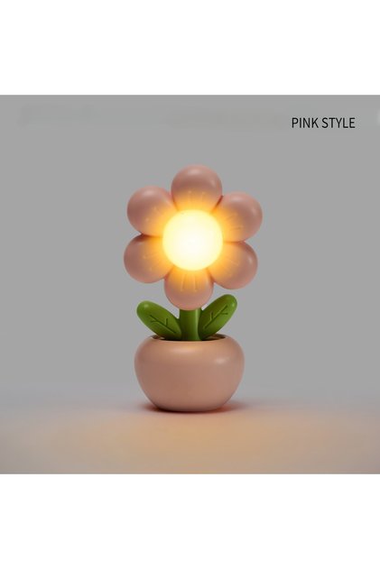 Pink 1 pc button Mini LED Floral Potted Night Light For Bedroom Desk Mini Table Lamp Desktop Childre