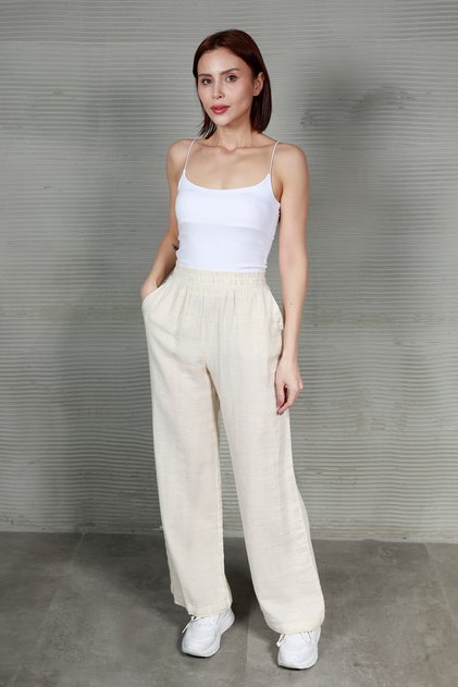 Women's muslim fabric trousers - stone - 36146
