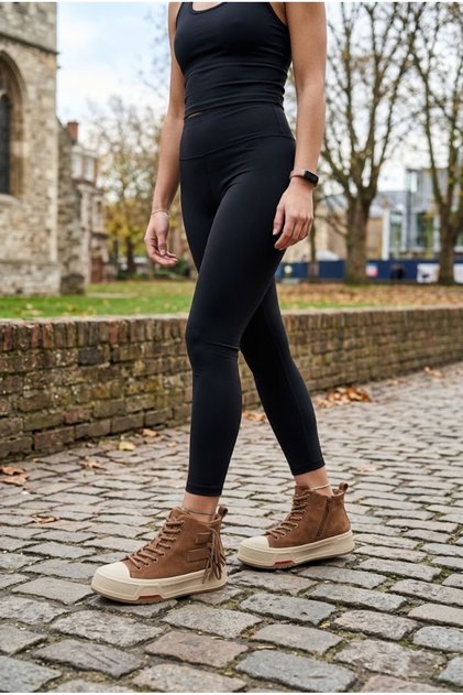 Miella Women's Lace-Up Athletic Boot with Fringed Side Design, Genuine Leather Suede
