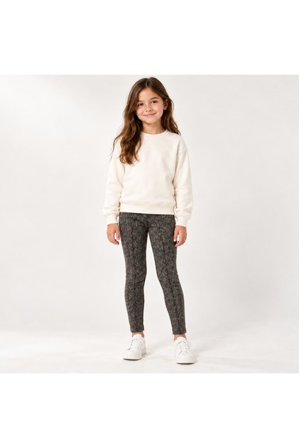 Girls' Winter Heat-Retaining Thick Jacquard Leggings - Brown Pattern