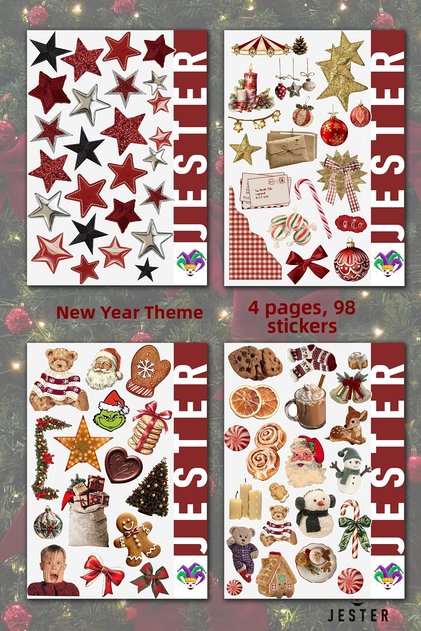 Christmas, New Year's—4 PAGES, Stickers, Daily, Planner, Bullet Journal, Scrapbook