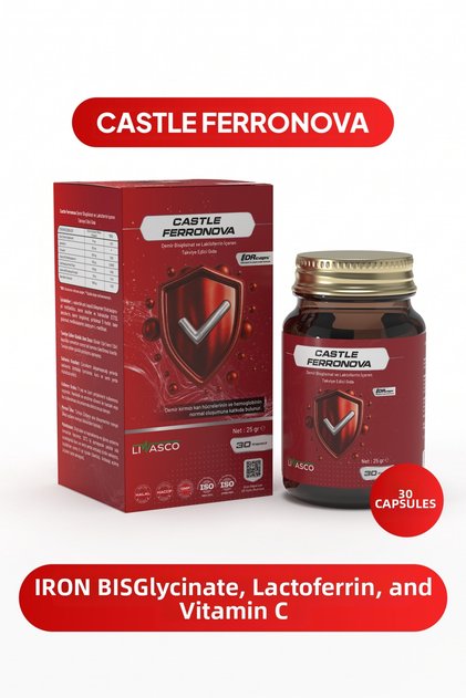 Ferronova Iron Bisglycinate, a Food Supplement Containing Lactoferrin, Vitamin C, and Copper.