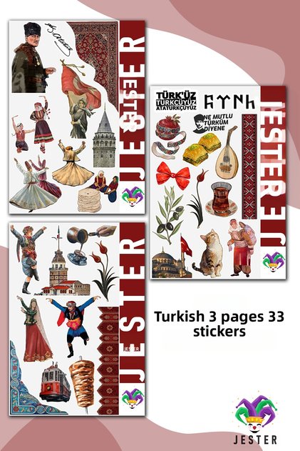 3 Turkish-Themed Pages, Stickers, Decals, Diary, Planner, Bullet Journal, Journal, Scrapbook