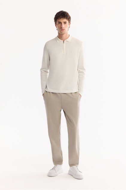 Men's Stone Waist Elasticated Lace-Up Easy-Iron Jogger Relaxed Fit Trousers A52Y3041