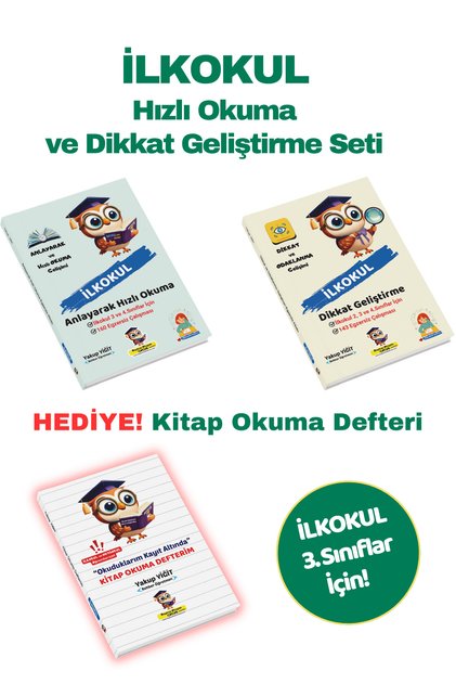 İlkokul Hızlı Okuma | İlkokul 3.Sınıflar İçin | Anlayarak Hızlı Okuma ve Dikkat Geliştirme Seti