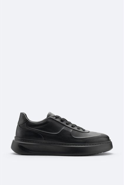 Men's Black 100% Leather Flexible Sole Lightweight Casual Shoes A52Y8019