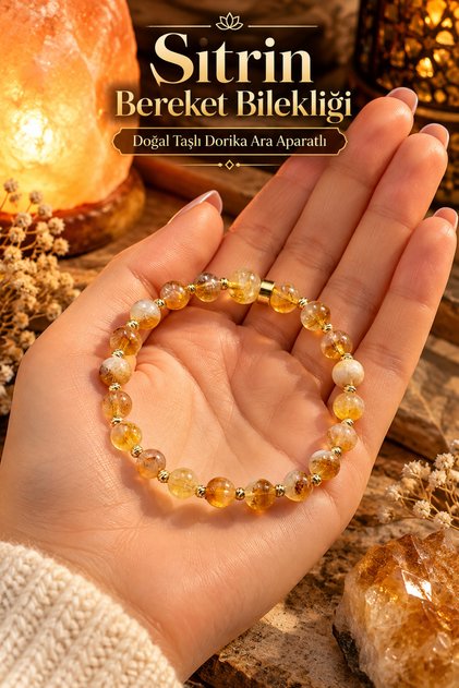 Citrine Real Bracelet Thin Elegant 6 mm Money Stone (100% Real Natural Stone) (Gift Engagement Wedding)