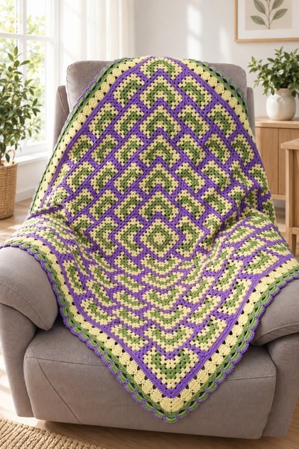 Mini Boxes - Hand Knitted Sofa Throw & Tv Blanket & Knee Blanket